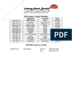2014 JV Schedule