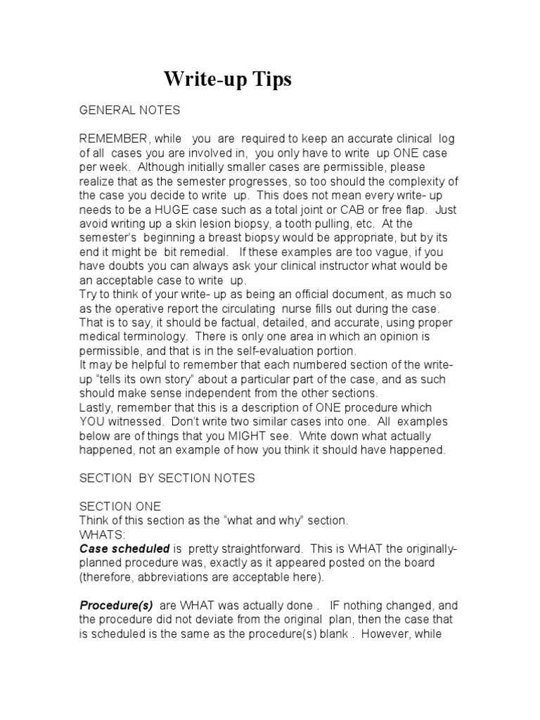 Write-Up Tips: Case Scheduled Is Pretty Straightforward. This Is WHAT ...