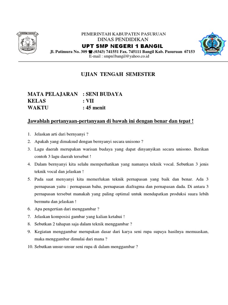 Soal Uts 7 N 8 Senbud