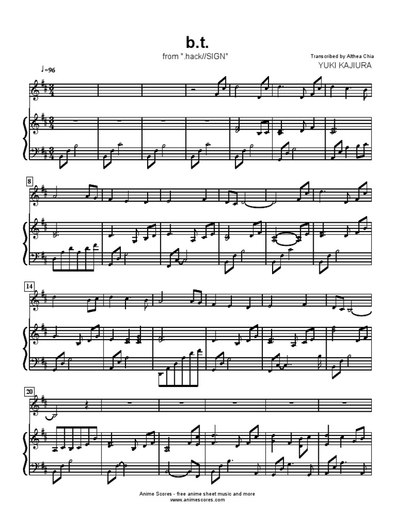 .hack//SIGN Sheet Music Transcription | PDF