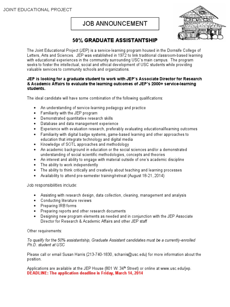 JEP Graduate Assistantship Opening | PDF | Postgraduate Education ...
