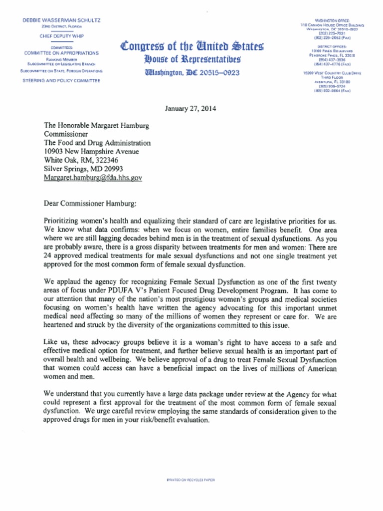 FDA Female Sexual Dysfunction Letter