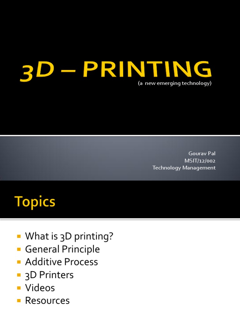 Overview of 3D Printing Technology | PDF