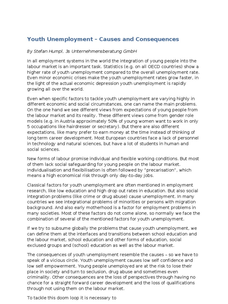 Causes and Effects of Youth Unemployment | PDF | Unemployment | Social ...