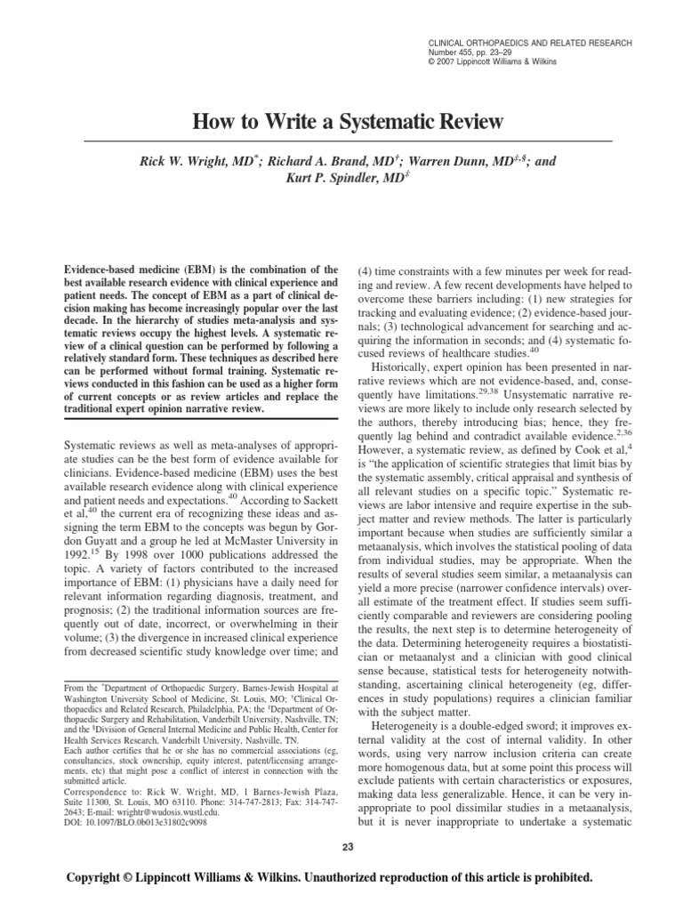 2007 How To Write A Systematic Review | PDF | Evidence Based Medicine ...