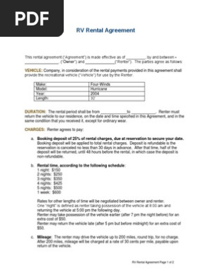 rv rental agreement
