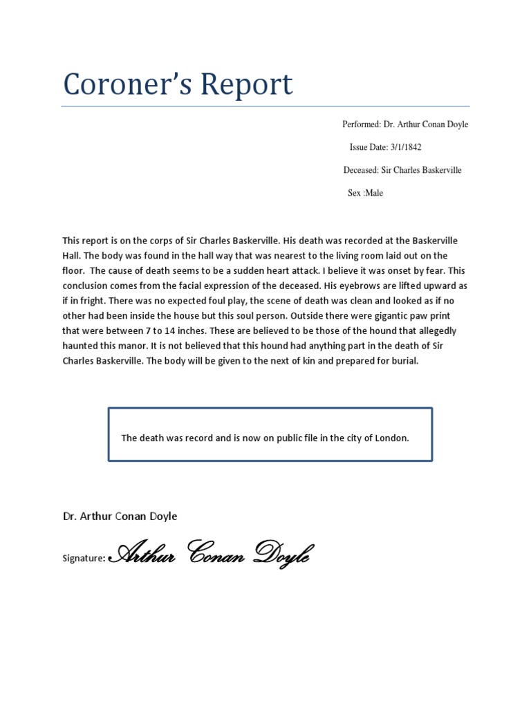 Coroner Report PDF Death