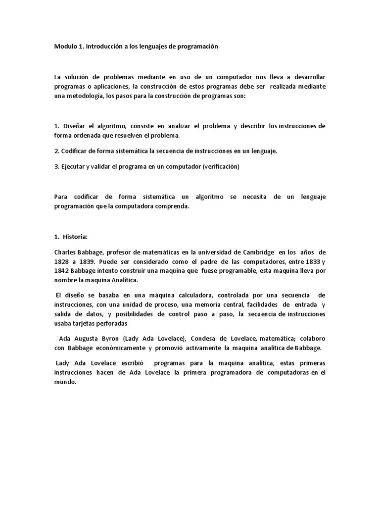 Modulo 1 Introduccion A Los Lenguajes de Programacion | PDF | Programa ...