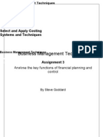 Business Management - Analysis of The Key Functions of Financial Planning and Control