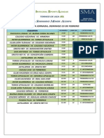 Horarios Jornada 2 Domingo 23 de Febrero 2014