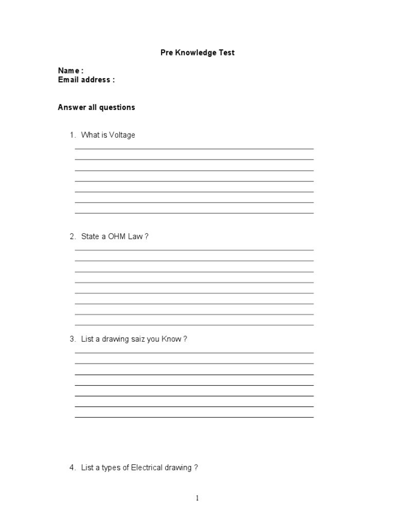 Electrical Knowledge Assessment Test | PDF