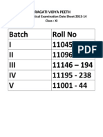 Batch Roll No I 11045 - 95 II 11096 - 145 III 11146 - 194 IV 11195 - 238 V 11001 - 44
