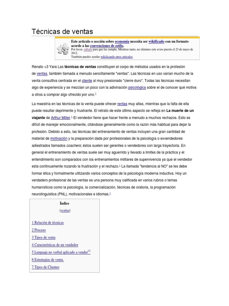 Técnicas de Ventas | PDF | Ventas | Cliente