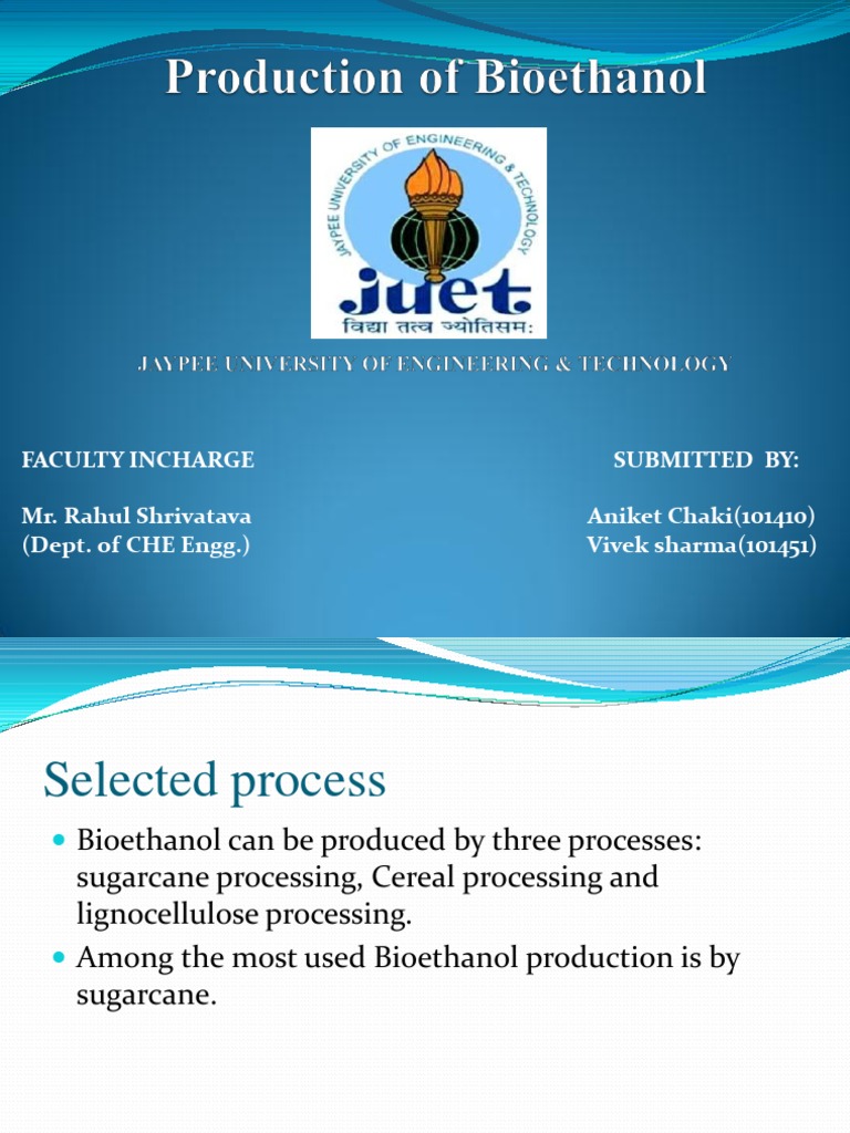 Bioethanol Production Process Overview | PDF | Ethanol | Ethanol Fuel