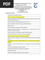 Ec2251: Electronic Circuits Ii Sem / Year: Iv/ Ii Unit I Feedback Amplifiers 2 Marks Questions