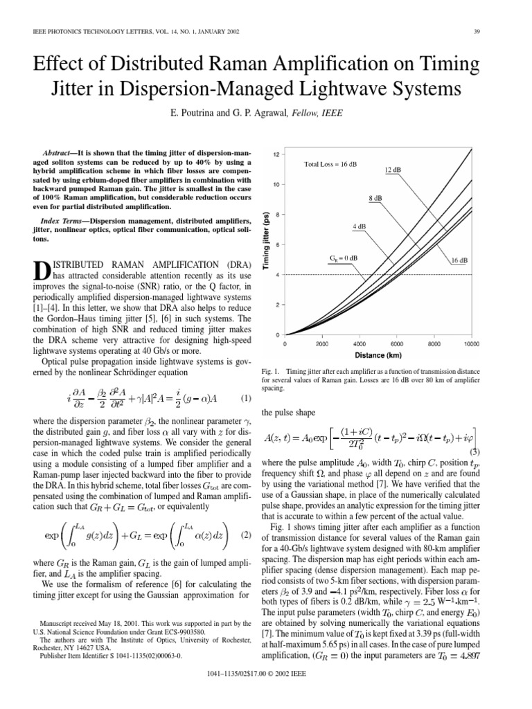 Effect of Distributed Raman Amplification On Timing Jitter in