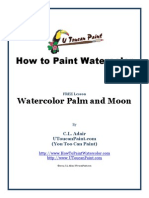 How To Paint Watercolor: Watercolor Palm and Moon