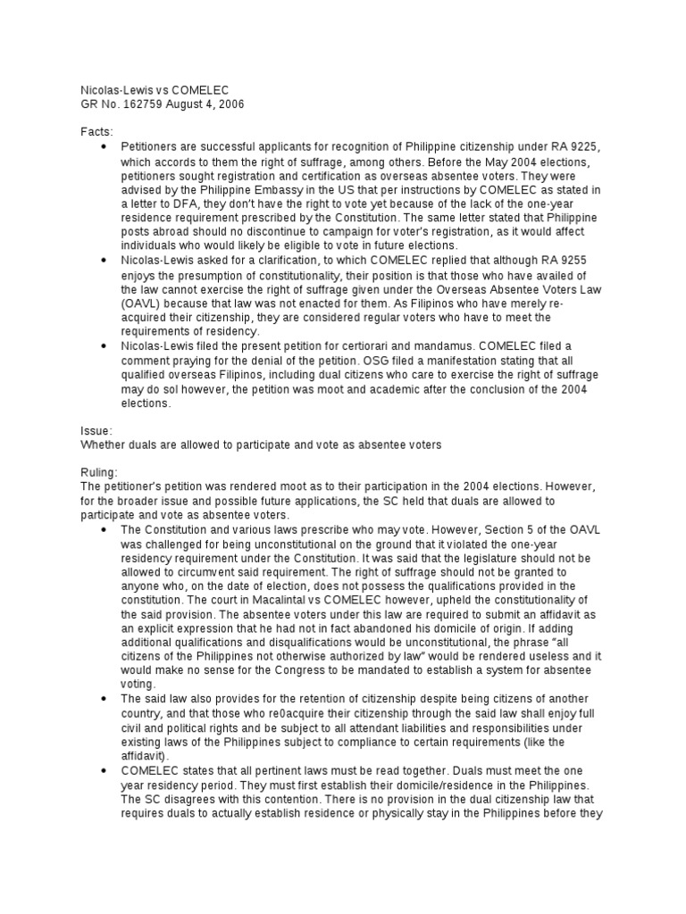 Nicolas-Lewis Vs COMELEC | PDF | Violence