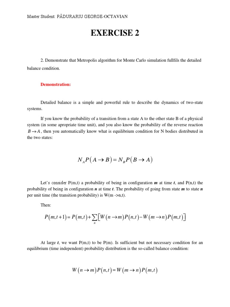 Professor Falo - Exercise2 Metropolis and Monte Carlo | PDF | Teaching ...