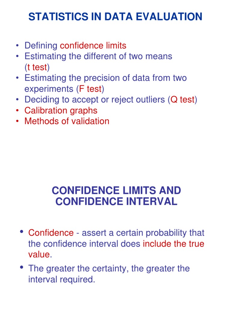 Statistical Methods for Data Evaluation | PDF | Confidence Interval ...