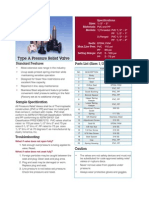 Type A Pressure Relief Valve: Standard Features Parts List (Sizes 1/2" - 2")