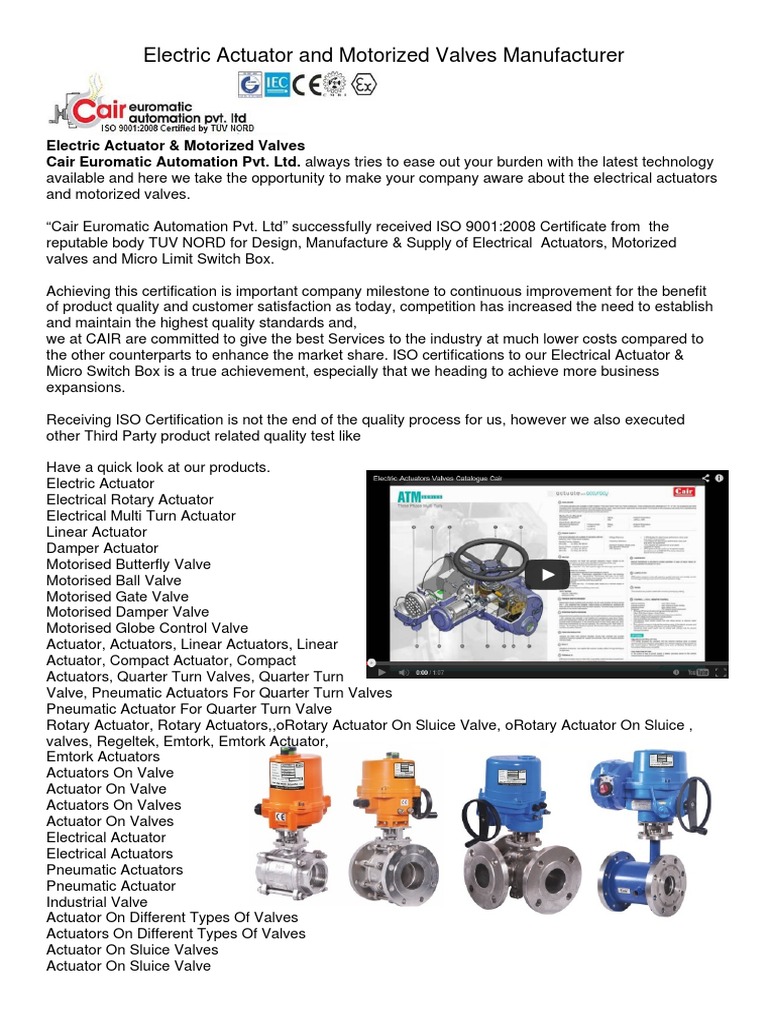 Electric Actuators & Motorized Valves | PDF | Actuator | Valve