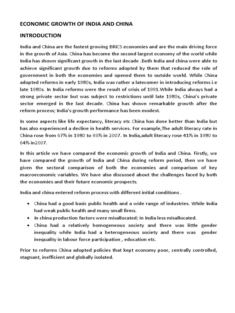 Economic Growth of India and China | PDF | Economic Growth | China