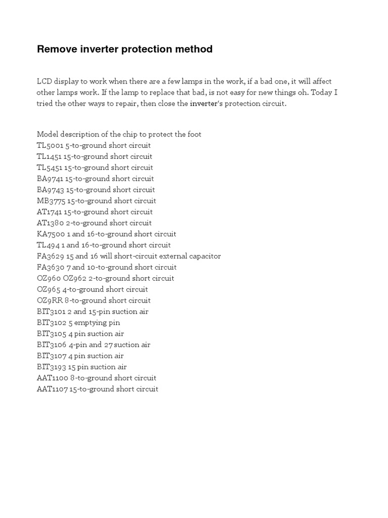 Inverter Protection Removal Guide | PDF