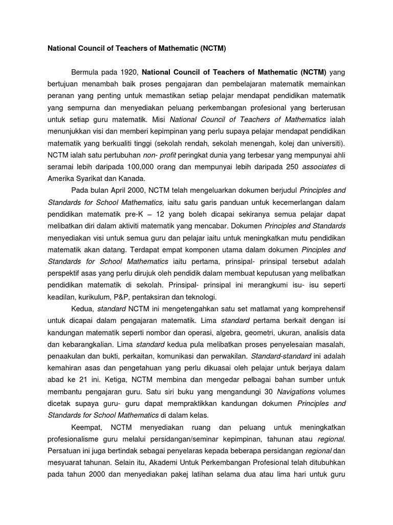 National Council of Teachers of Mathematic | PDF