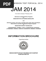 Information Brochure: Joint Admission Test For M.Sc. 2014