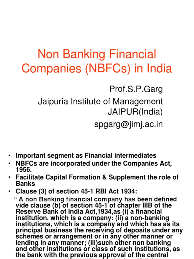 Non Banking Financial Companies (NBFCS) in India | PDF | Non Bank ...