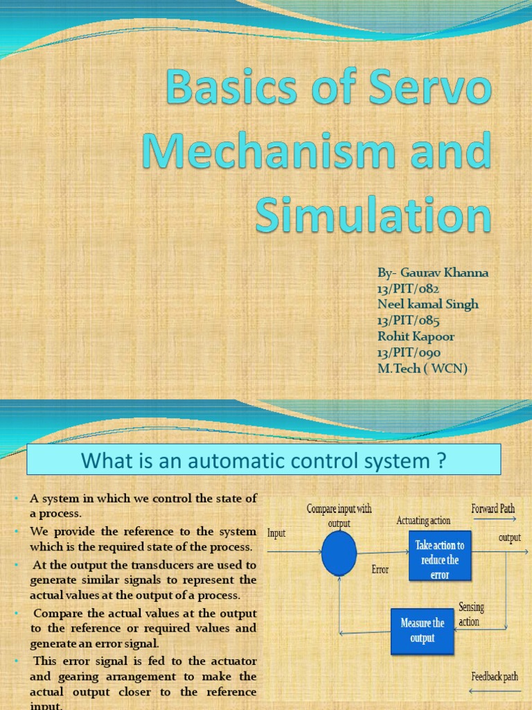 Basics of Servo System and Simulation PDF Servomechanism Systems