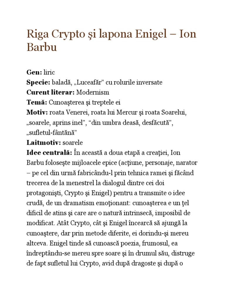 Riga Crypto ?i Lapona Enigel | PDF