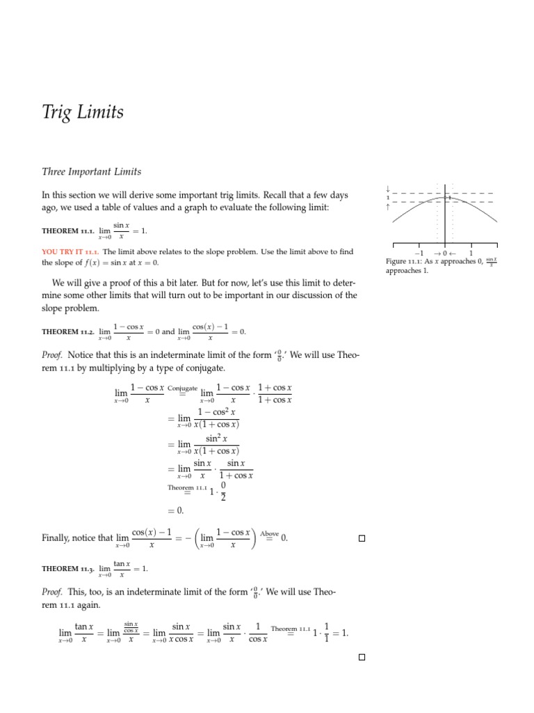 Triglimits Pdf Pdf Trigonometric Functions Sine