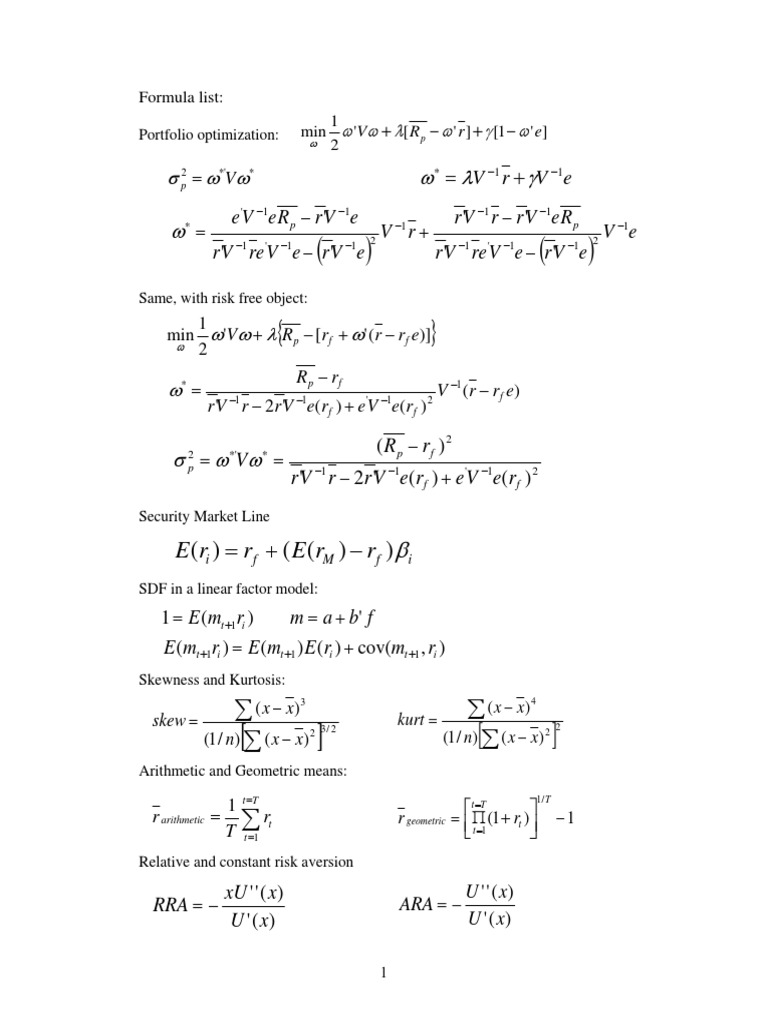 Formula List | PDF