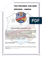Carmel Polytechnic College ALAPPUZHA - 688004: Bonafide Certificate