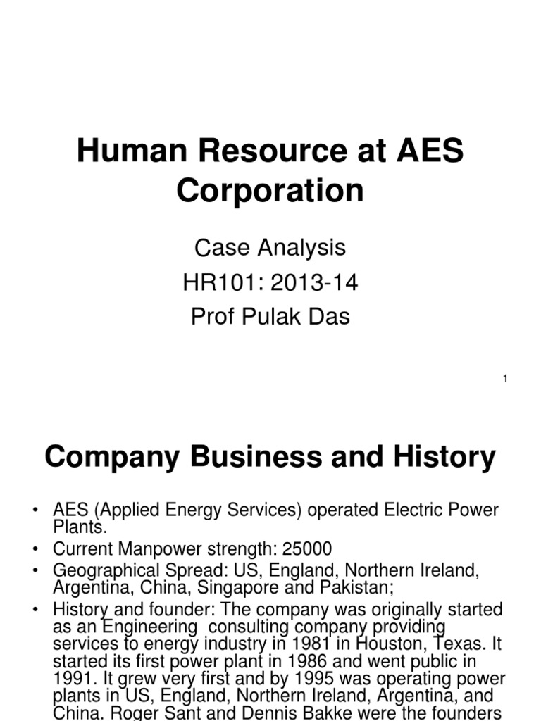 Case AES Corporation PDF Employment Human Resource Management