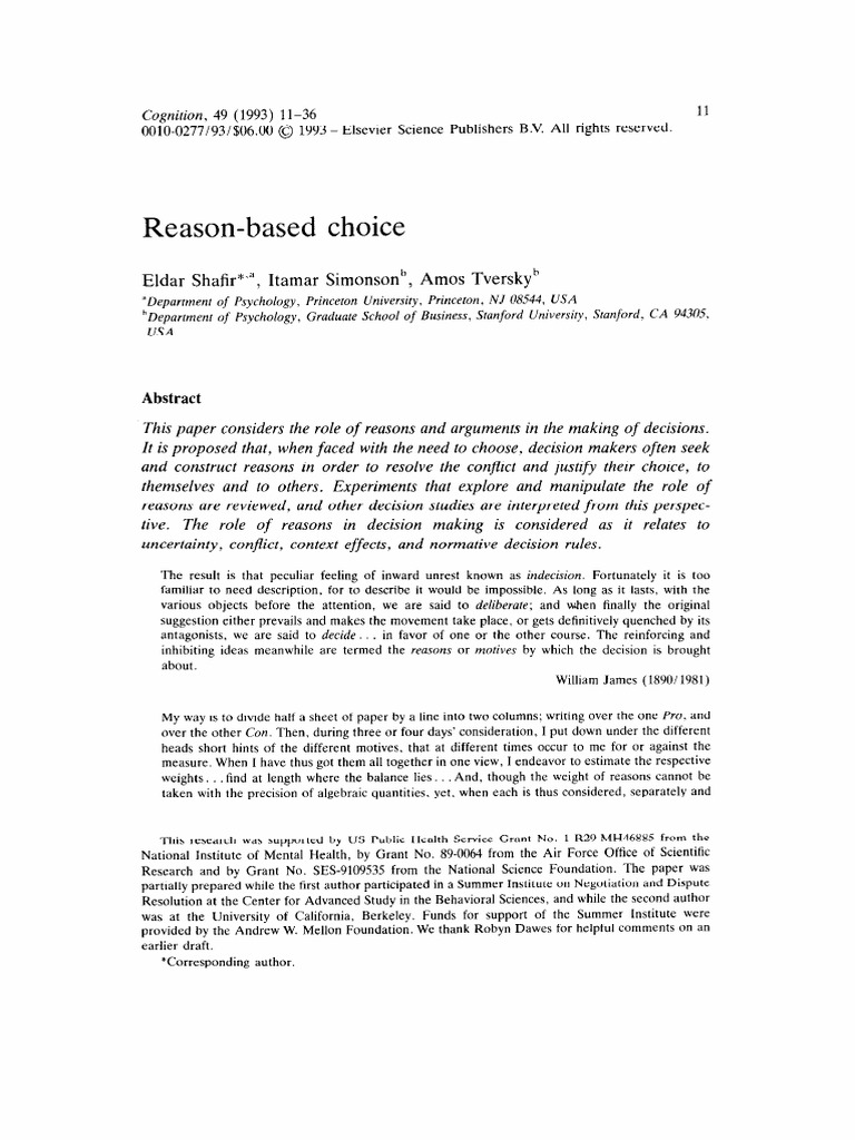 Reason-Based Decision Making Insights | PDF | Choice | Option (Finance)