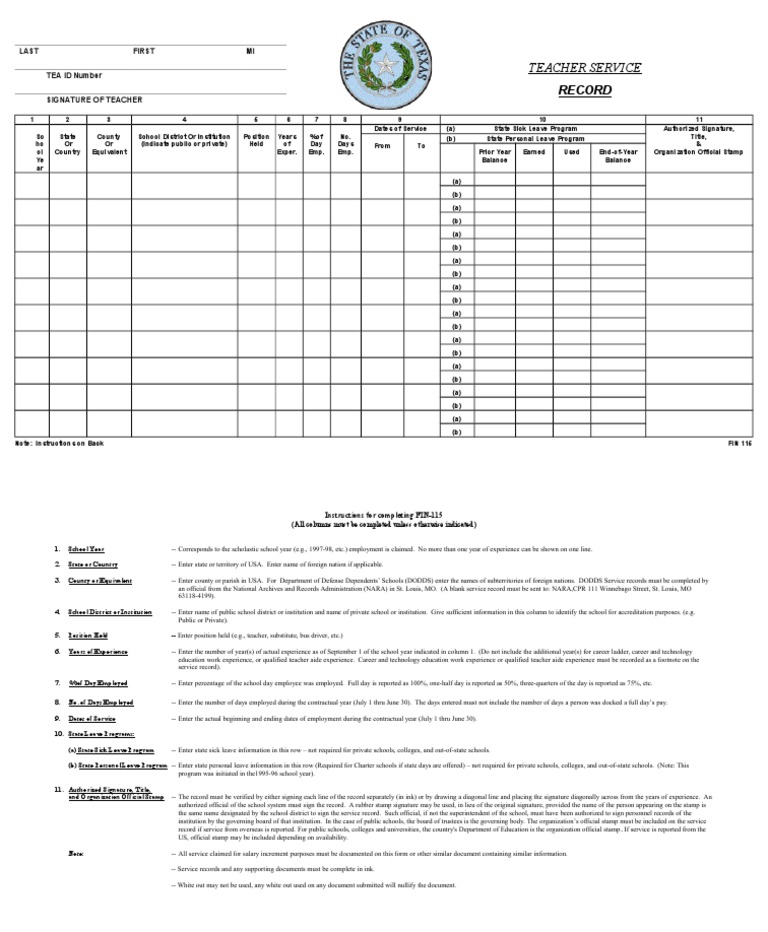 2013service Record Word Format | PDF | Business