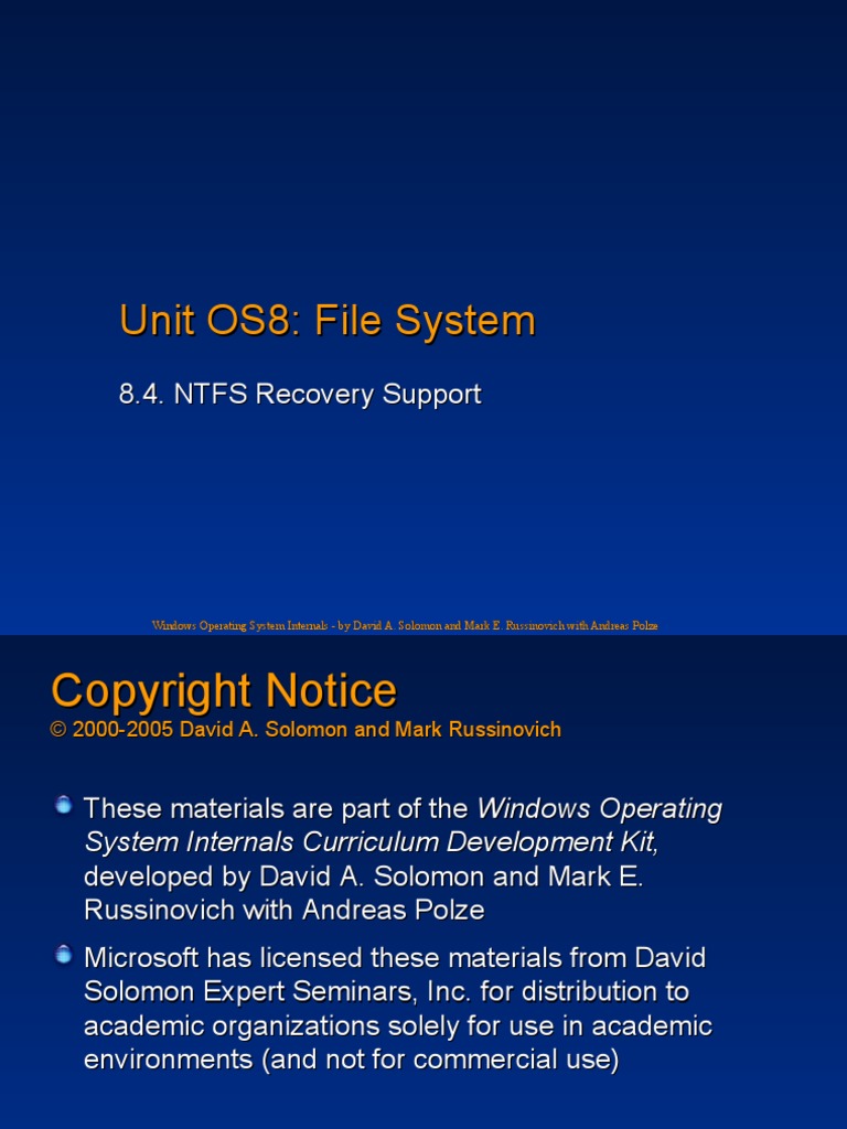 8.4 NTFS Recovery | PDF | File System | Cache (Computing)