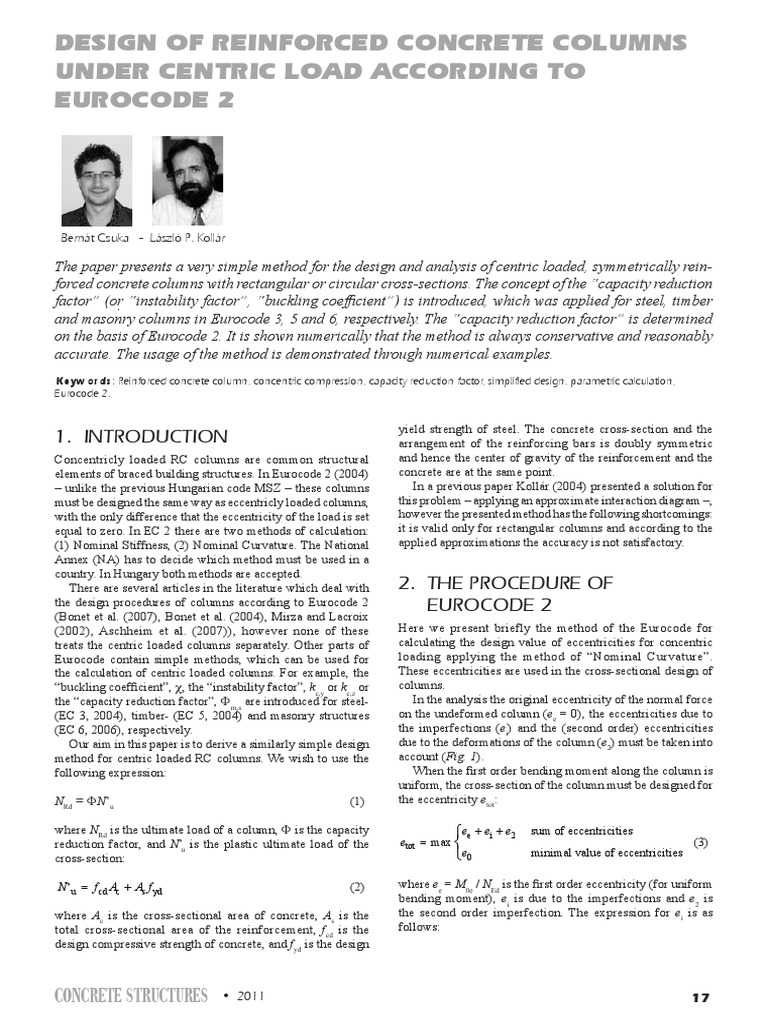 Design of Centric RC Columns Eurocode 2 | PDF | Column | Cross Section ...