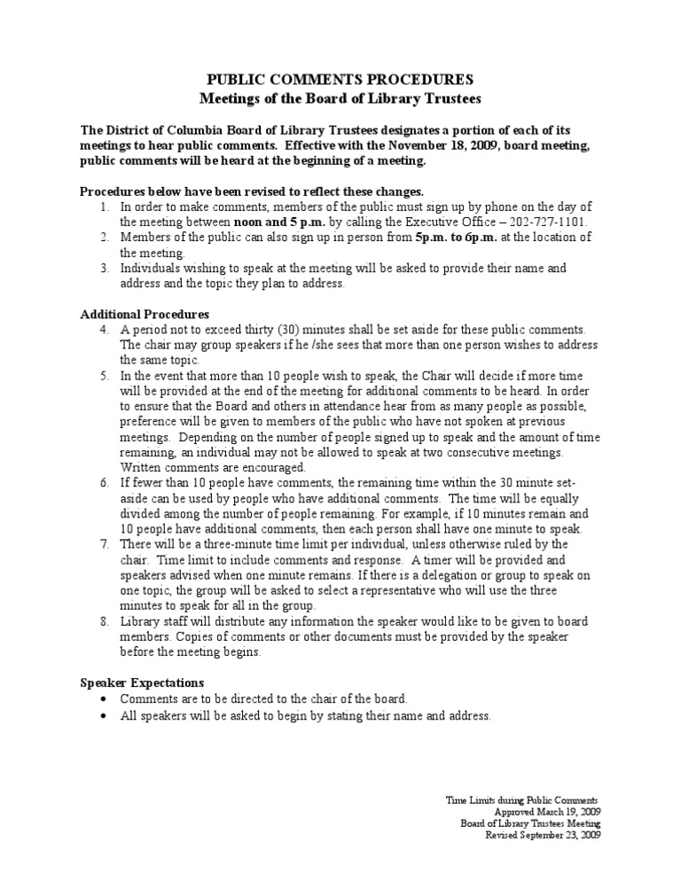 Public Comments Procedures - Final | PDF | Government | Social Institutions