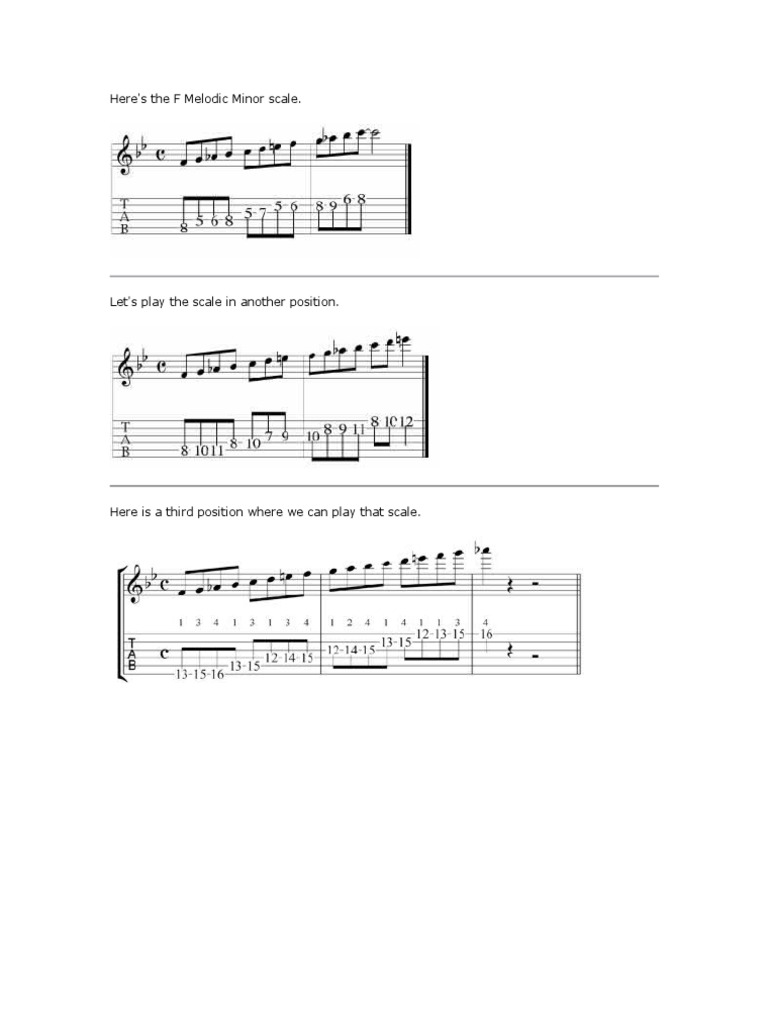 Jazz Guitar Lesson - F Melodic Minor Scale | PDF | Art | Poetry