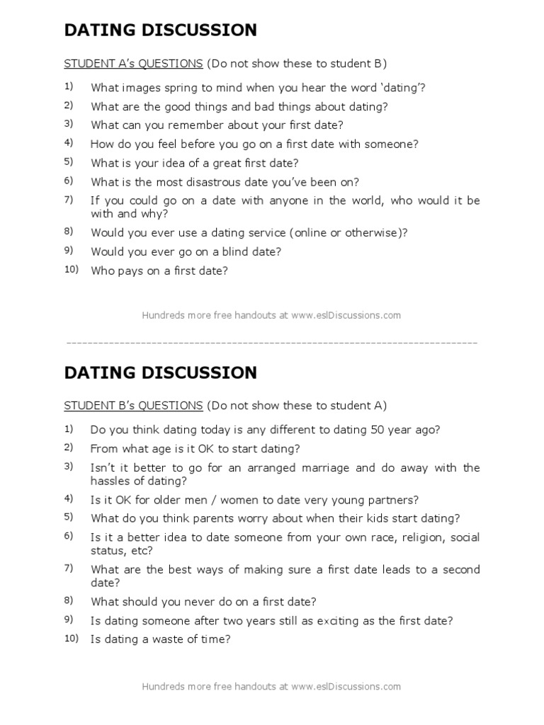 Dating Discussion Questions for Students | PDF | Social Science
