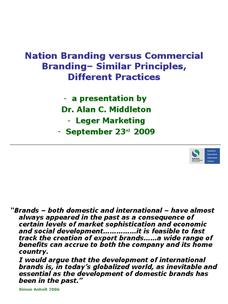 Nation Branding Vs Commercial Branding by Dr. Alan C. Middleton | Gini Marketing Communications