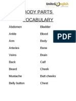 Body Parts Vocabulary 1-20