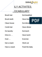 Daily Activites Vocabulary 1-20