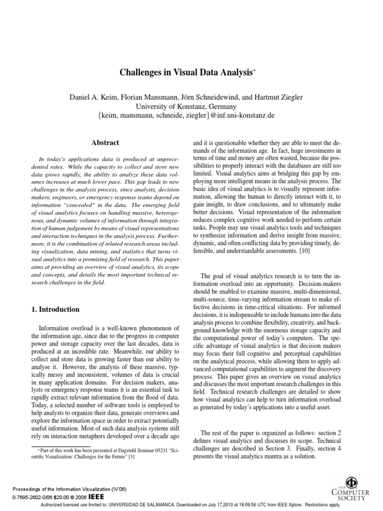 Challenges in Visual Data Analysis | PDF | Data Analysis ...