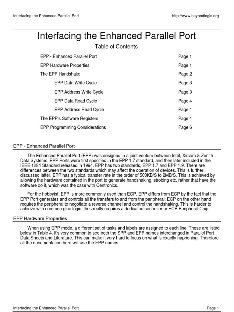 Interfacing The Enhanced Parallel Port | PDF | Computers