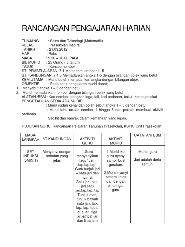 Rancangan Pengajaran Harian Pdf